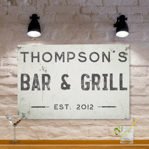 Rustic Modern Industrial Farmhouse Bar Metal Print