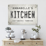 Rustic Modern Industrial Farmhouse Kitchen City Canvas Print<br><div class="desc">Elevate your living space with our exquisite stretched canvas industrial farmhouse kitchen sign, where timeless charm meets modern farmhouse aesthetics. This art piece effortlessly combines rustic elegance with an industrial edge, featuring a faux cracked and distressed off-white background that exudes a sense of history through chipping paint and weathered textures....</div>