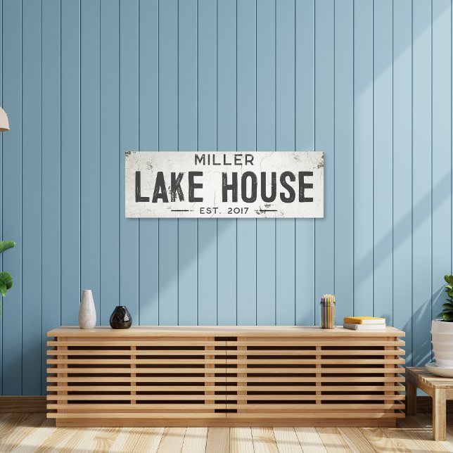 Rustic Modern Industrial Farmhouse Lake House Long Canvas Print (Creator Uploaded)