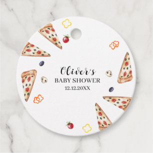 Rustic Modern Italian Slice Pizza Baby Shower  Favor Tags
