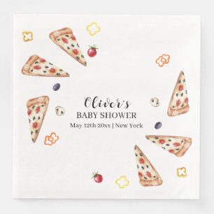 Rustic Modern Italian Slice Pizza Baby Shower  Paper Dinner Napkins