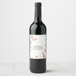 Rustic Modern Italian Slice Pizza Baby Shower Wine Label