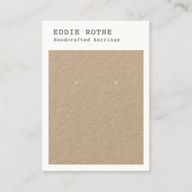 Rustic Modern Kraft  Earring Display Business Card (Front)