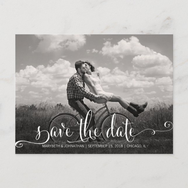 Rustic Modern Kraft Save The Date Photo Postcard (Front)