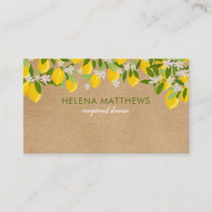Rustic Modern Lemons Greenery Business Card