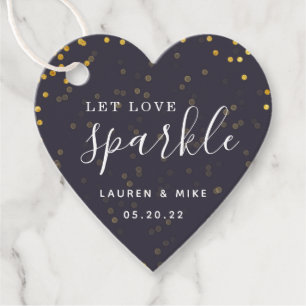 Rustic Modern Let Love Sparkle Wedding Heart Favor Tags