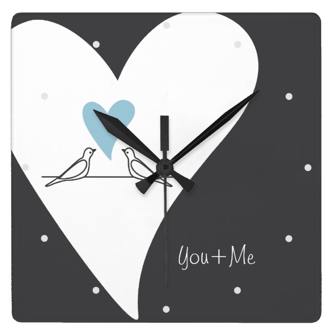 Rustic Modern Light Blue Heart Love Birds