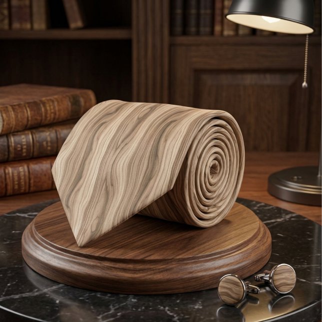 Rustic Modern Light Wood Grain Texture Pattern Neck Tie (Creator Uploaded)