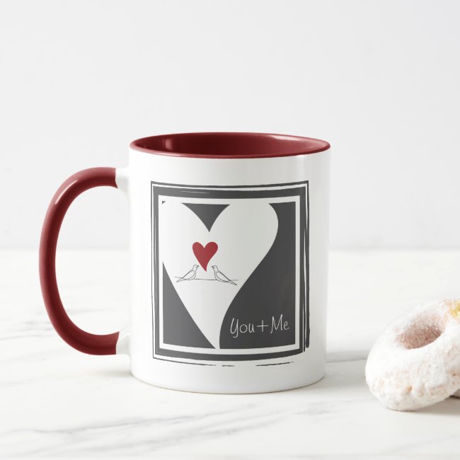 Rustic Modern Love Birds and Red Heart Coffee