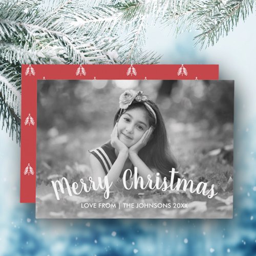 Rustic Modern Merry Christmas Holiday Photo Card