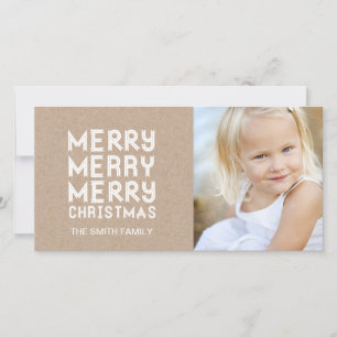 RUSTIC MODERN MERRY CHRISTMAS HOLIDAY PHOTO CARD