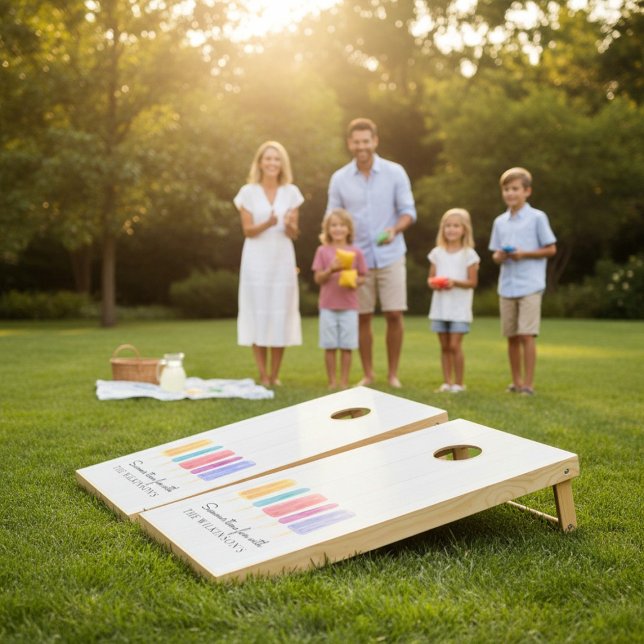 Rustic modern minimal personalized cornhole set (Creator Uploaded)
