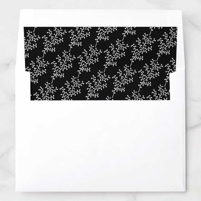 Rustic Modern Minimalist Botanical Black Pattern Envelope Liner (In Envelope)
