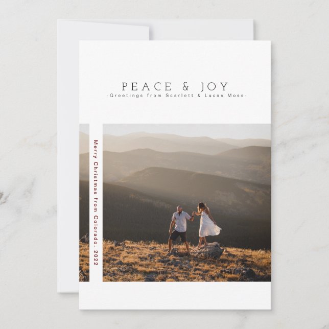 Rustic Modern Minimalist Holiday | Peace & Joy Save The Date (Front)