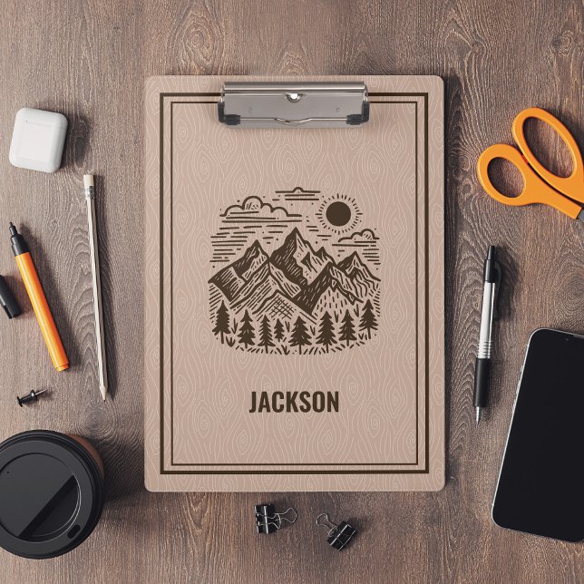 Rustic Modern Mountain Custom  Clipboard (Modern Rustic Mountains Custom Clipboard)