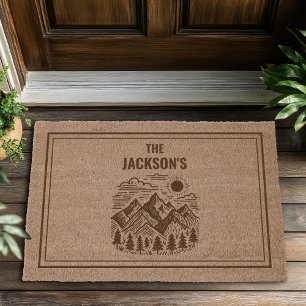 Rustic Modern Mountain Custom Fiber Doormat