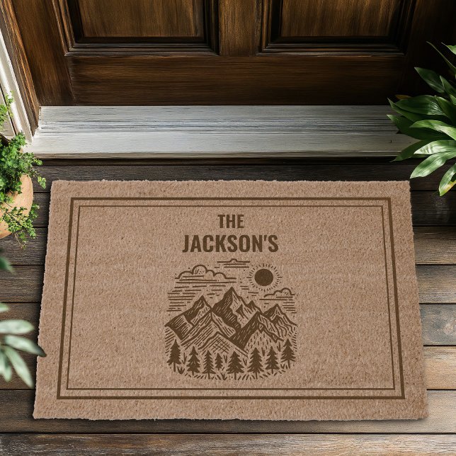 Rustic Modern Mountain Custom Fiber Doormat (Rustic Modern Mountain Custom Doormat)