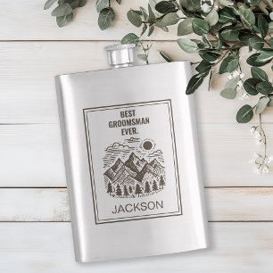 Rustic Modern Mountains Custom Groomsman Flask