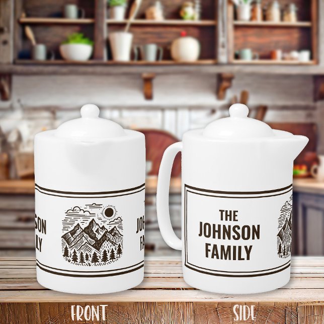Rustic Modern Mountains Custom Teapot (Custom Rustic Modern Mountains Teapot)