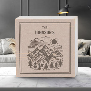 Rustic Modern Mountains Custom Wooden Box Sign