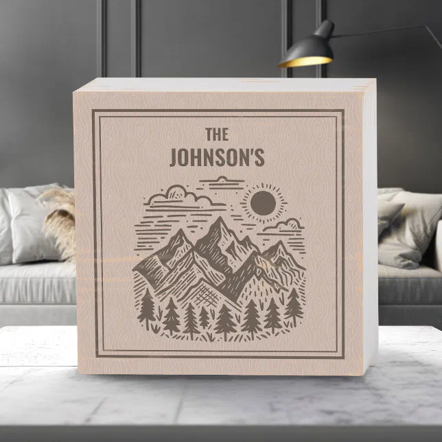 Rustic Modern Mountains Custom Wooden Box Sign | Zazzle