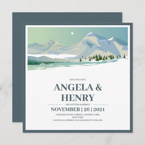 Rustic Modern Mountains Scenery Save The Date Invitation