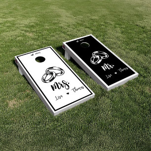 Rustic Modern Mr. and Mrs. Wedding Cornhole Set