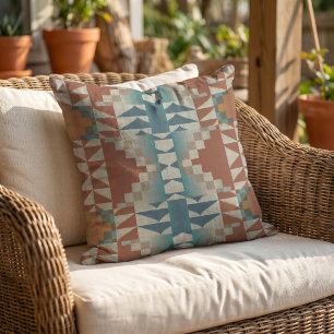 Rustic Modern Native Tribal Art Pattern Cabin Outdoor Pillow