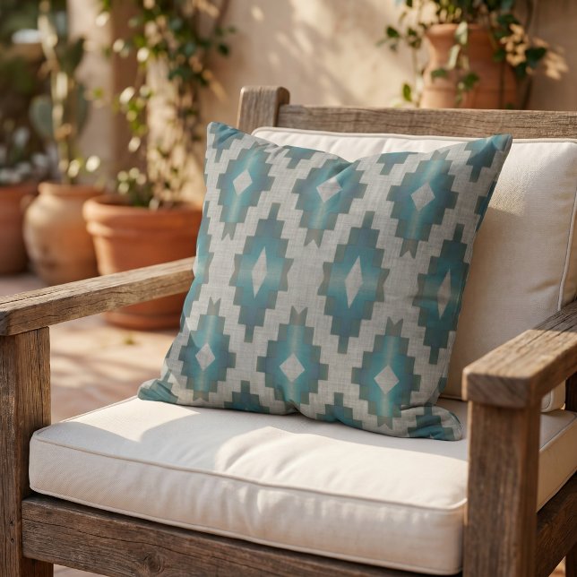 Rustic Modern Native Tribal Art Pattern Cabin Outdoor Pillow (Creator Uploaded)