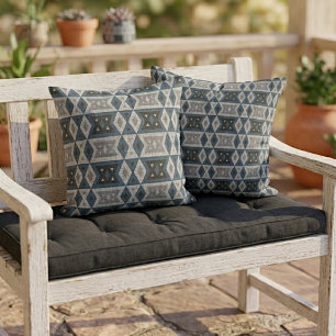 Rustic Modern Native Tribal Art Pattern Cabin Outdoor Pillow
