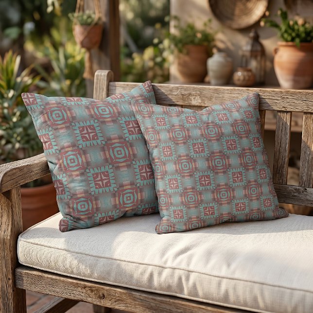 Rustic Modern Native Tribal Art Pattern Cabin Outdoor Pillow (Creator Uploaded)