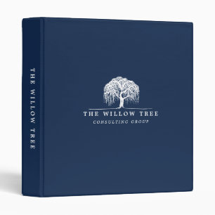 Rustic & Modern Navy Blue Willow Tree Logo 3 Ring Binder