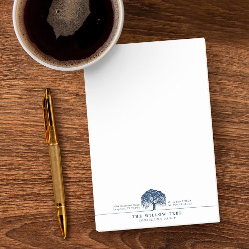 Rustic Modern Navy Blue Willow Tree Logo Letterhea Post_it Notes