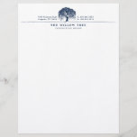 Rustic Modern Navy Blue Willow Tree Logo Letterhead<br><div class="desc">Beautiful navy blue willow tree design featuring our hand-drawn willow tree artwork and personalized with the company name and contact information. All artwork is hand-drawn original artwork by Moodthology. You can customize the color,  font,  and layout for your own personal preference.</div>