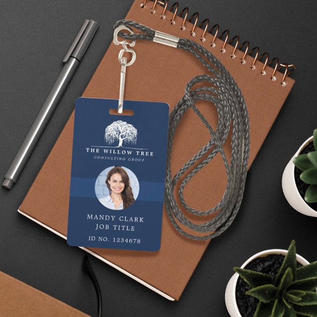 Rustic Modern Navy & White Willow Tree Logo Photo Badge (Creator Uploaded)