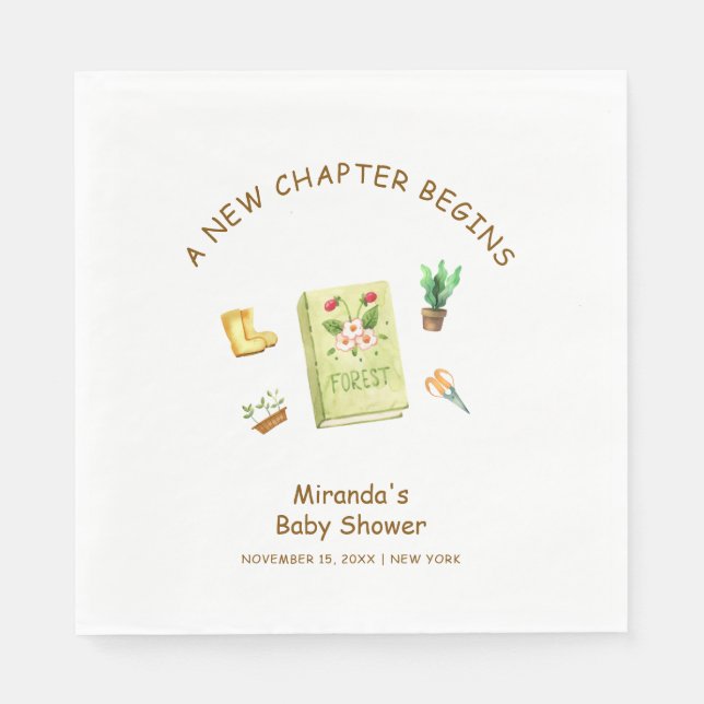 Rustic Modern New Chapter Garden Book Baby Shower  Napkins (Front)