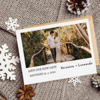 Rustic Modern Photo Save Our New Date Wedding