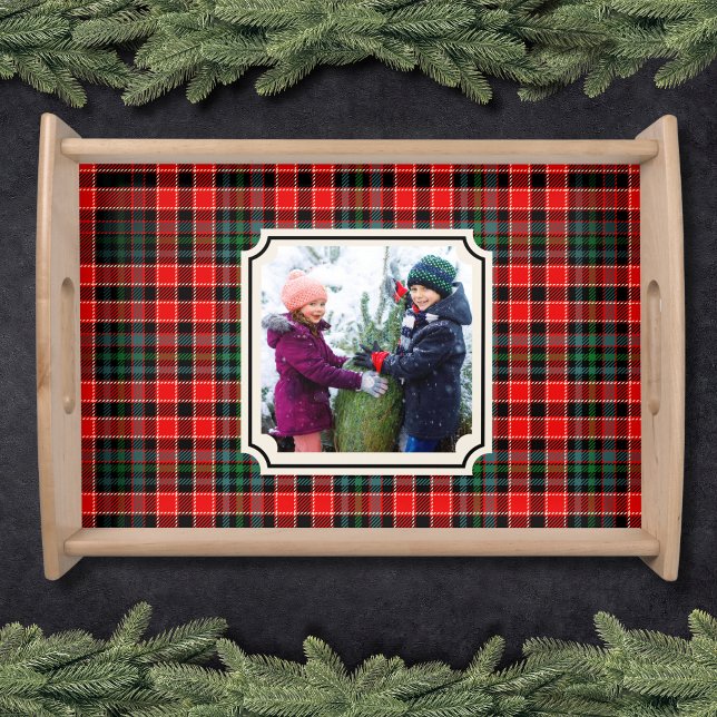 Rustic Modern Plaid Family Photo Serving Tray (Rustic Modern Plaid Family Photo Serving Tray)