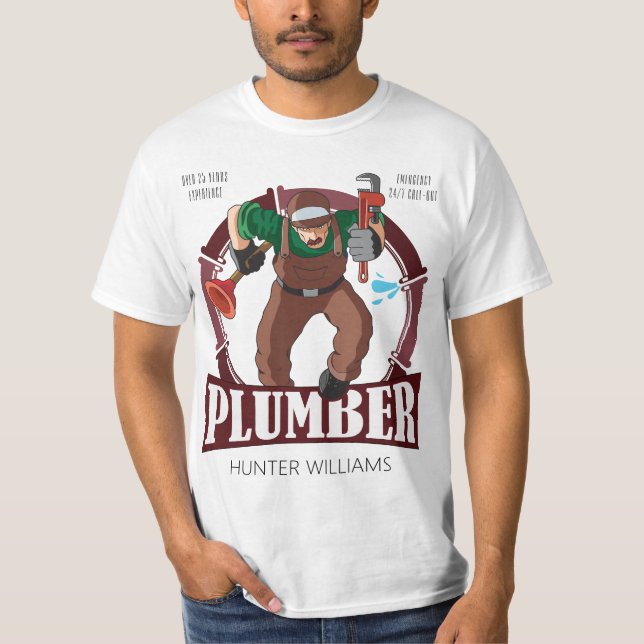 Rustic Modern Plumber Professional Plumbing Dad T-Shirt (Front)