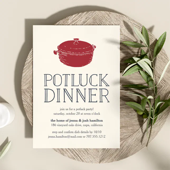 Rustic Modern Potluck Dinner Party Invitation | Zazzle