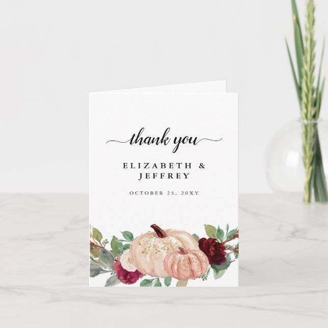 Rustic Modern Pumpkins Country Fall Thank You Card (Front)