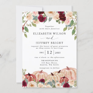 Rustic Modern Pumpkins Country Fall Wedding Invitation