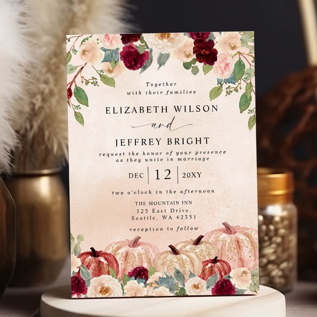 Rustic Modern Pumpkins Country Fall Wedding   Invitation (Rustic Modern Pumpkins Country Fall Wedding Invitation)