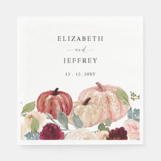 Rustic Modern Pumpkins Country Fall Wedding Napkins