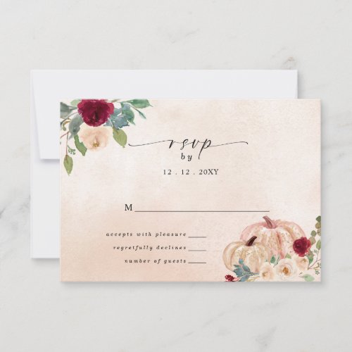 Rustic Modern Pumpkins Country Fall Wedding RSVP Card