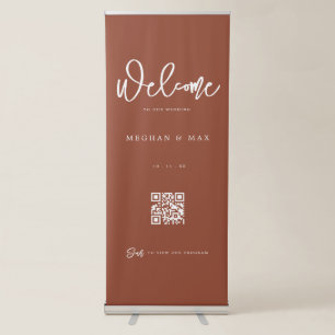 Rustic Modern Qr Code Wedding Welcome Sign 