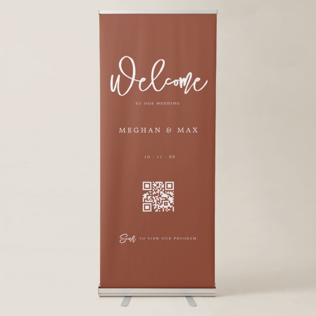 Rustic Modern Qr Code Wedding Welcome Sign  (Front)