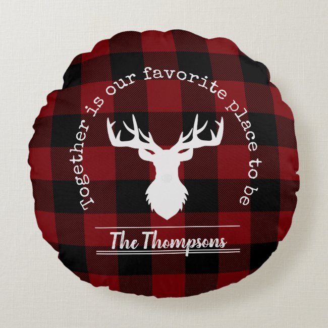 Rustic Modern Red and Black Buffalo Plaid Family