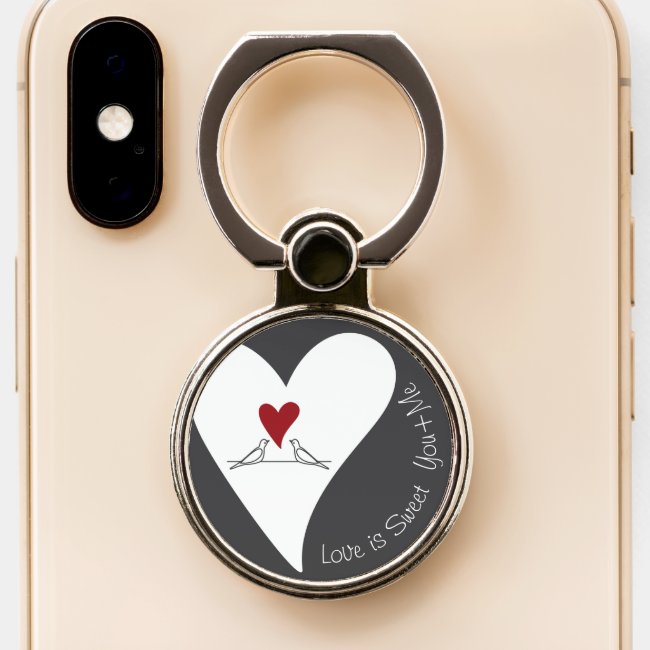 Rustic Modern Red Heart White Birds In Love