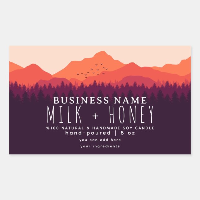 Rustic Modern Red Mountain Candle Label (Front)